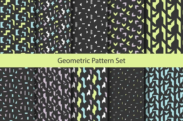 Formas geométricas abstractas conjunto de patrón oscuro . — Vector de stock