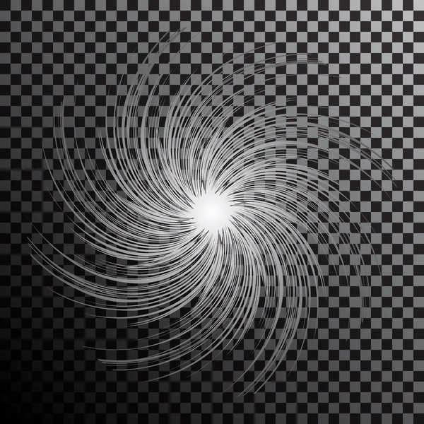 Wirlwind runda transparenta gradient grå strålar. — Stock vektor
