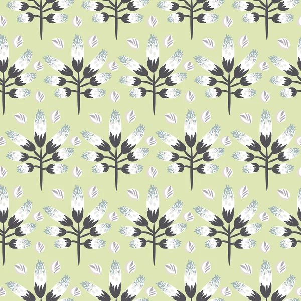 Printemps fleur sauvage couleur vert clair motif sans couture . — Image vectorielle