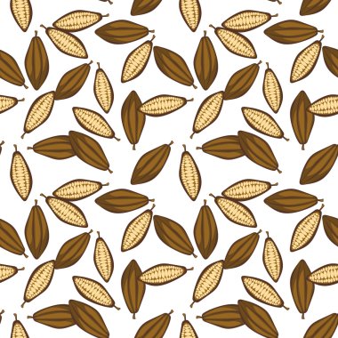 Kakao çekirdeği seamless modeli. Çikolata arka plan.