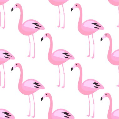 Flamingo seamless modeli. Pembe egzotik kuş arka plan.