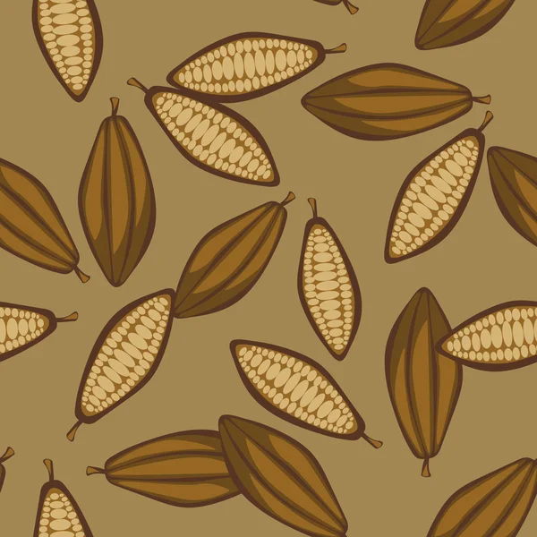 Cocoa beans seamless pattern. Chocolate background. — Stock Vector