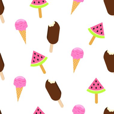 Dondurma vektör seamless modeli. Yaz koleksiyonu.