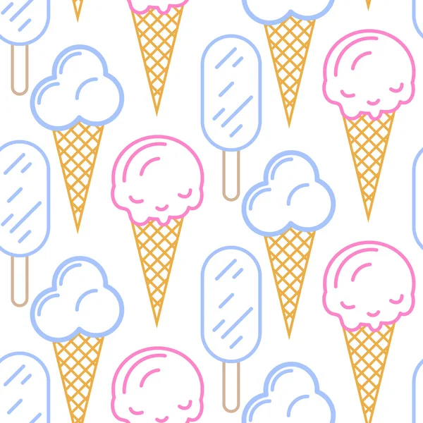 Ice cream vektor seamless mönster. Sommarkollektion. — Stock vektor