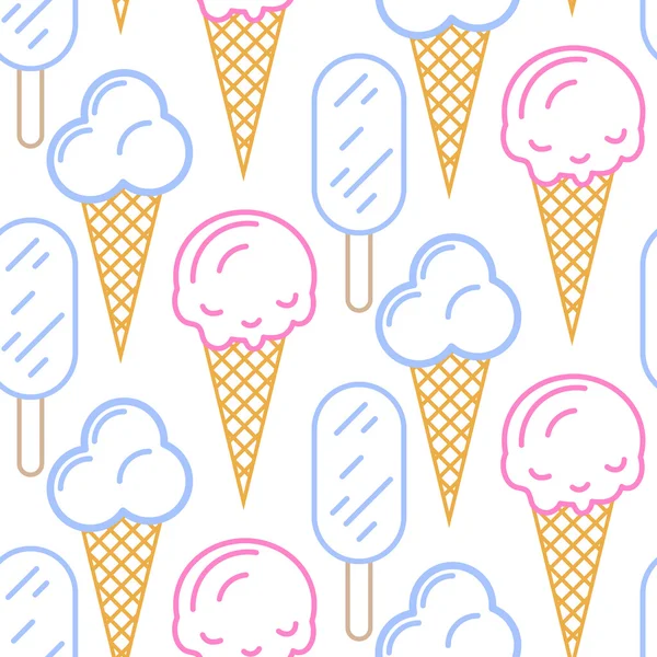 Ice cream wektor wzór. Kolekcja lato. — Wektor stockowy