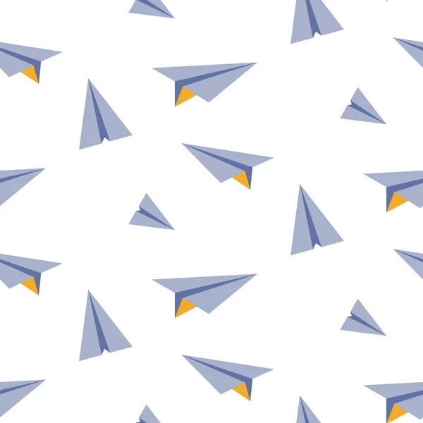 Origami papier vliegtuig naadloze vector patroon. — Stockvector