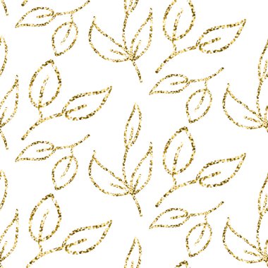 Altın glitter yeşillik seamless modeli.