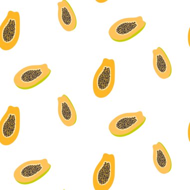 Beyaz seamless modeli üzerinde turuncu papaya.