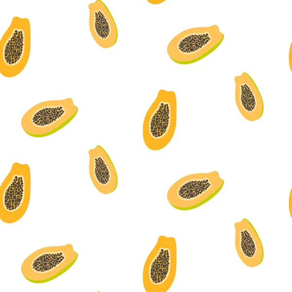 Orange papaya on white seamless pattern. — Stock Vector