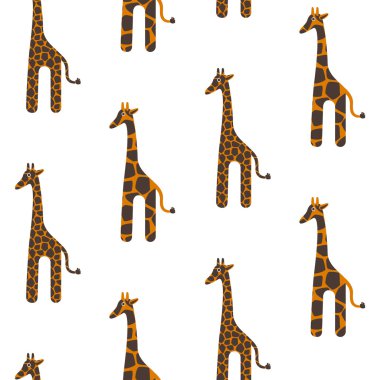 Zürafa sevimli vektör seamless modeli. Safari hayvan doku arka plan lekeleri.