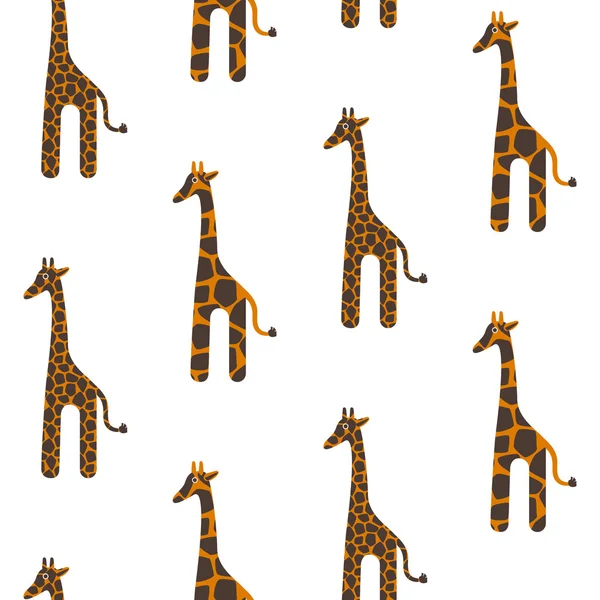 Giraffe cute vector seamless pattern. Safari animal texture stains background.