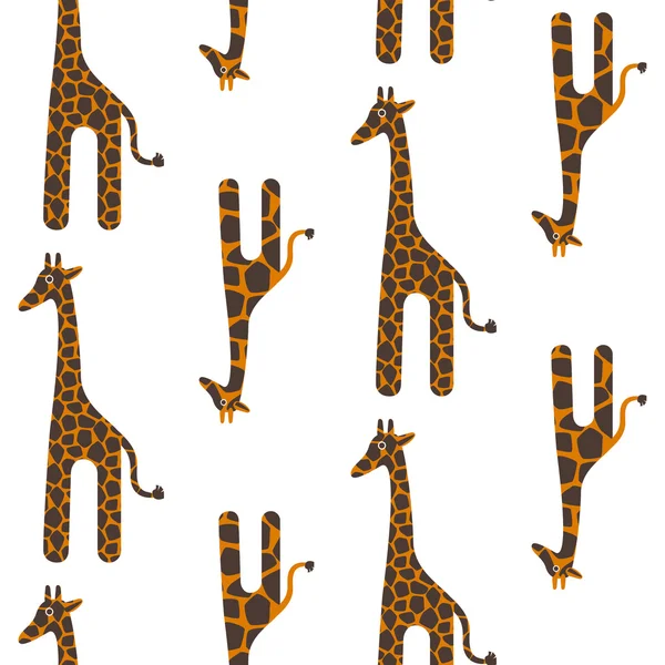 长颈鹿可爱的矢量无缝模式。野生动物园动物纹理点儿童背景. — 图库矢量图片