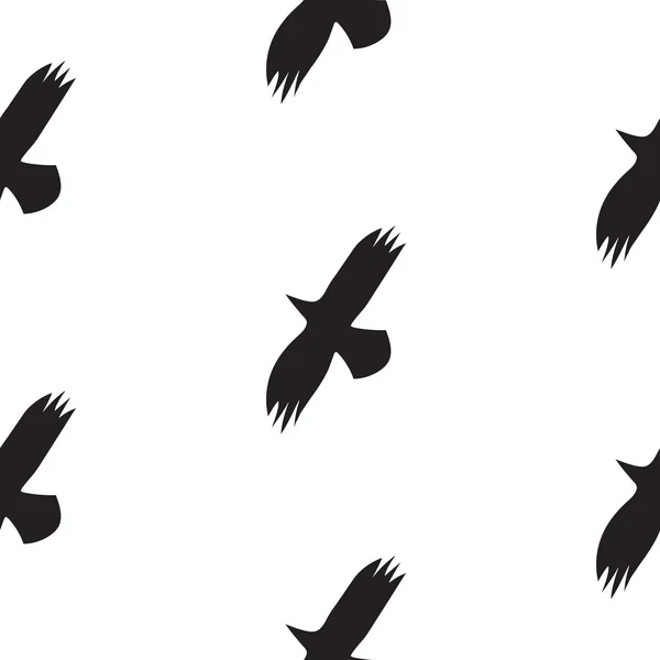 Black havran ptáci bezproblémový vektorový vzorec ve skandinávském stylu. — Stockový vektor