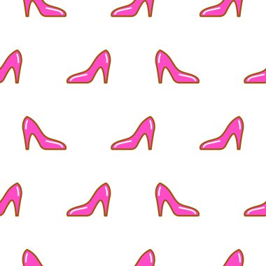 Pembe ayakkabı çizgi simgesi dikişsiz desen.