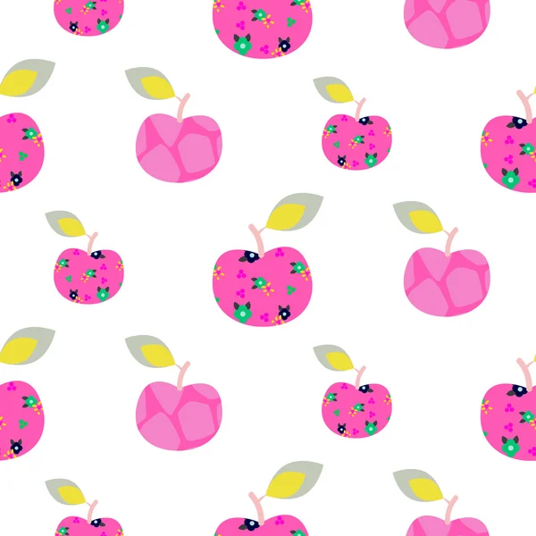 Apple růžový vzor. Bezproblémové ornament. — Stockový vektor