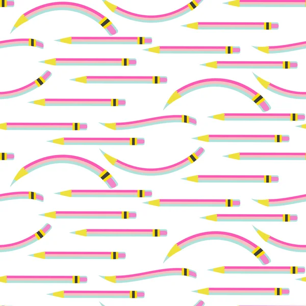 Růžová tužka kreslený vzor bezešvé. — Stockový vektor