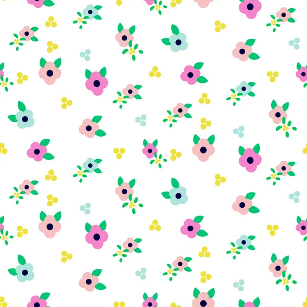 Printemps petit champ de fleurs sauvages motif sans couture . — Image vectorielle