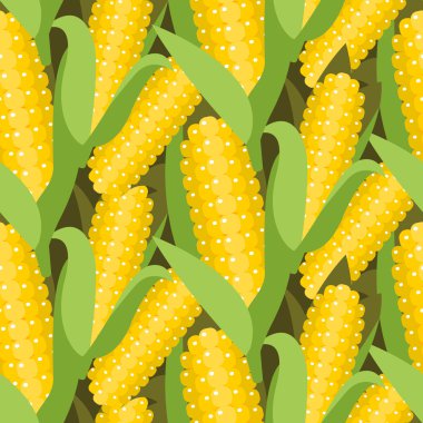 Mısır dikişsiz desen vektör illüstrasyon. Mısır kulak veya cob.