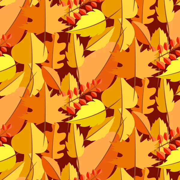 Automne feuilles tombent motif vectoriel sans couture . — Image vectorielle