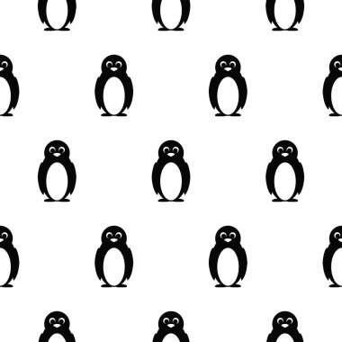 Penguen siyah beyaz çocuk desen.