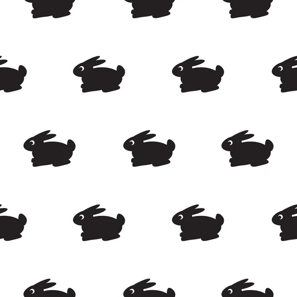 Rabbit black and white kid pattern. — Stock Vector