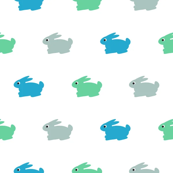 Кролик синій, зелений на білому малюнку візерунок . — стоковий вектор