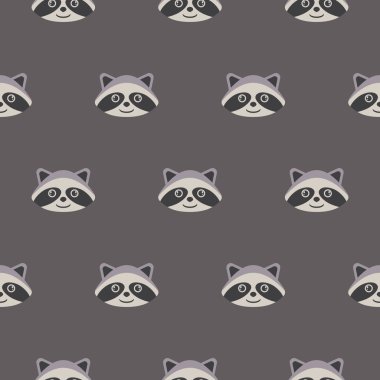 Rakun baş çizgi film kesintisiz vektör desen.