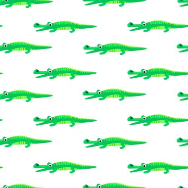 Timsah yeşil ve beyaz sorunsuz vektör desen.