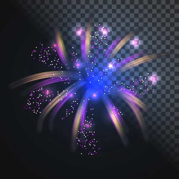 Festive bleu feu d'artifice vecteur avec éclats lumineux . — Image vectorielle