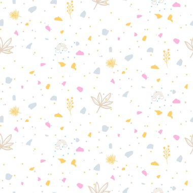 Soyut şekiller kusursuz desenler oluşturur. Kağıt ambalaj, tekstil, paket ve yazdırma tasarımı için arkaplan.