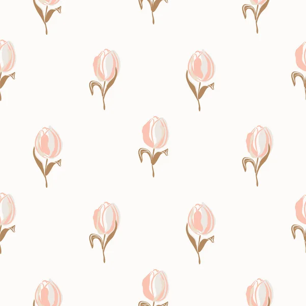Helle Tulpen Frühling Blumen Illustration. Floral nahtlosen Hintergrund Muster Stoffdruck. — Stockvektor