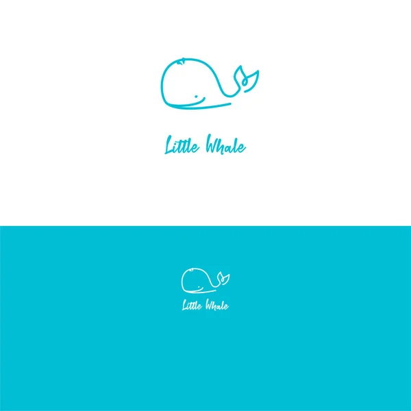 Whale logo cute concept for baby brand. Ocean animal dolphin icon. — Stock Vector