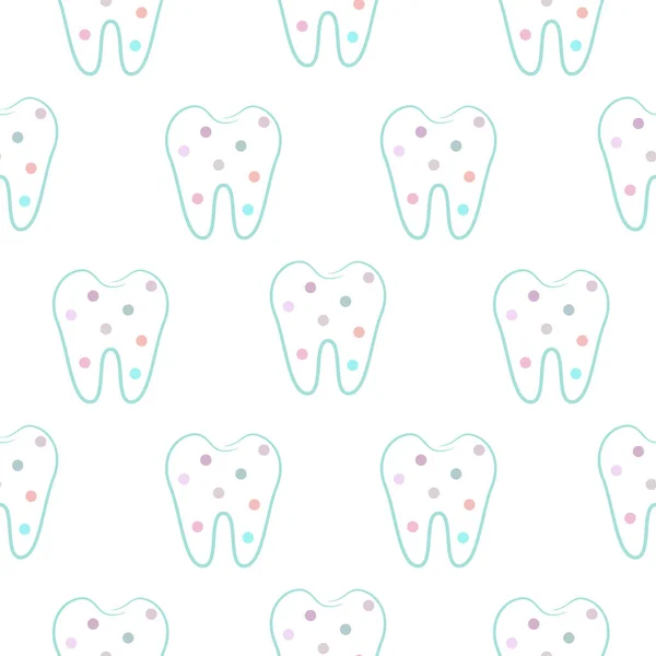 Funny tooth seamless pattern. Dotted teeth background — Stock Vector