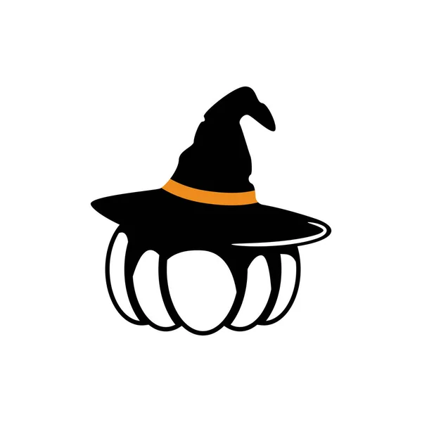 Hexenhut auf Kürbis Silhouette Vektor Illustration. Objekt im Cartoon-Stil zu Halloween. — Stockvektor