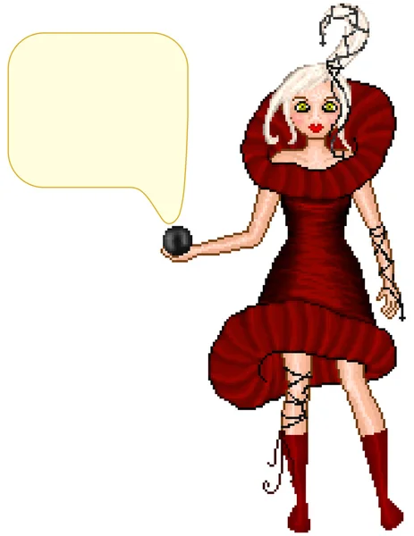 Pixel fille avec boule magique — Image vectorielle