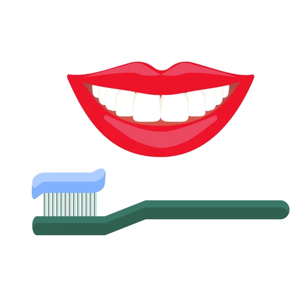 Rutina de higiene diaria de los dientes, cuidado oral, limpieza dental — Archivo Imágenes Vectoriales