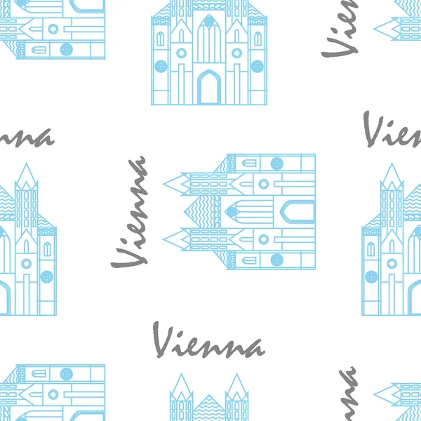 Textilie vzor Vídeň St Stephens Cathedral. Bezešvé vektorové pozadí. — Stockový vektor
