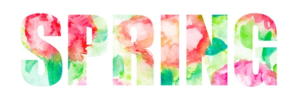 Printemps motif aquarelle lettrage — Image vectorielle