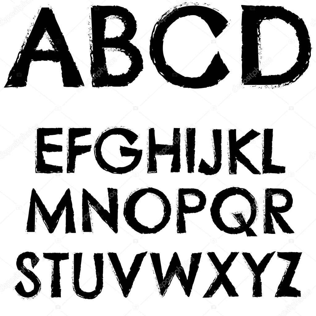Grunge font full alphabet letter