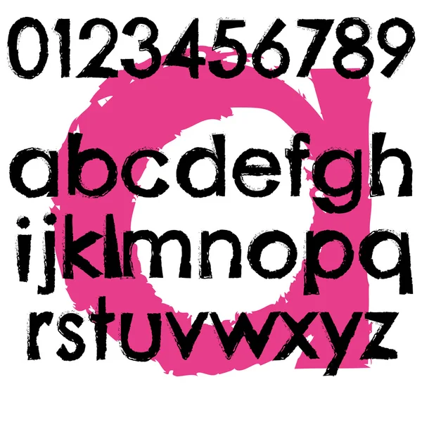 Grunge huruf alfabet penuh huruf kecil - Stok Vektor