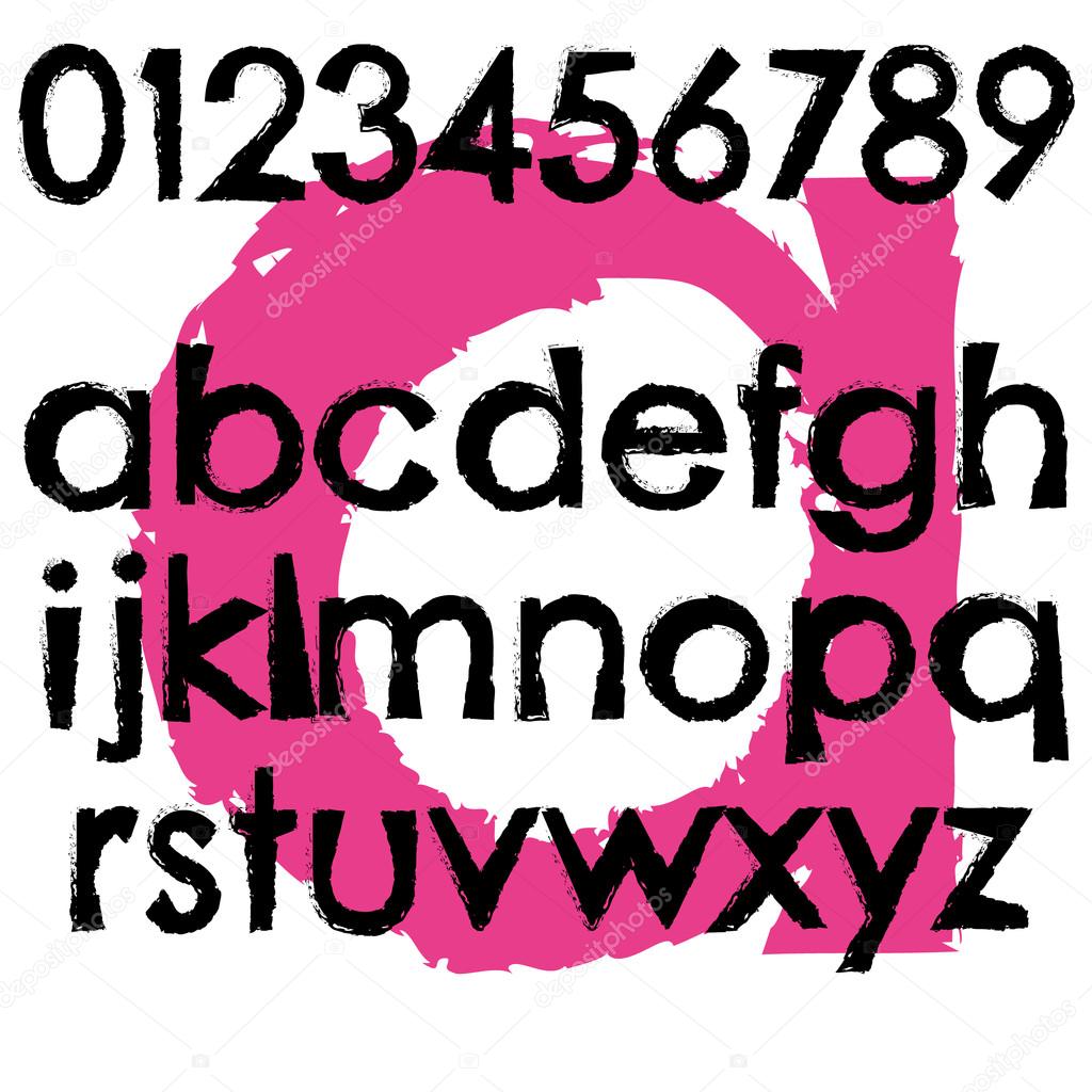 Grunge font full alphabet letter lowercase