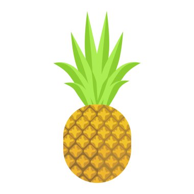 İzole vektör çizim ananas meyve beyaz arka plan üzerinde