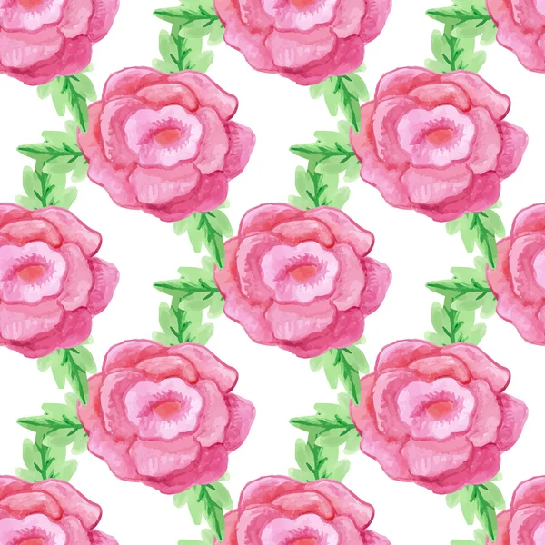 Akvarell handdrawn rosa blommor vektor seamless mönster. Inbjudan design — Stock vektor