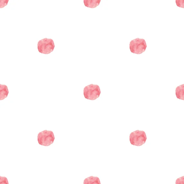 Watercolor handdrawn pink rose polka dot vector seamless pattern