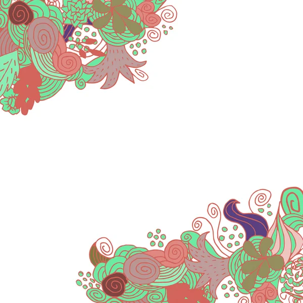Çiçek vektör doodle köşe kart tasarımı el çekilmiş — Stok Vektör