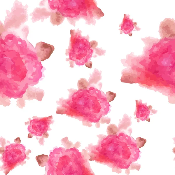 ดอกกุหลาบสีน้ํา ดอกกุหลาบมือทาสีพื้นหลังรูปแบบไร้เย็บ — ภาพเวกเตอร์สต็อก