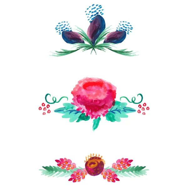 Watercolor borders and dividers decorative elements set isolated on white for site or card design — 스톡 벡터