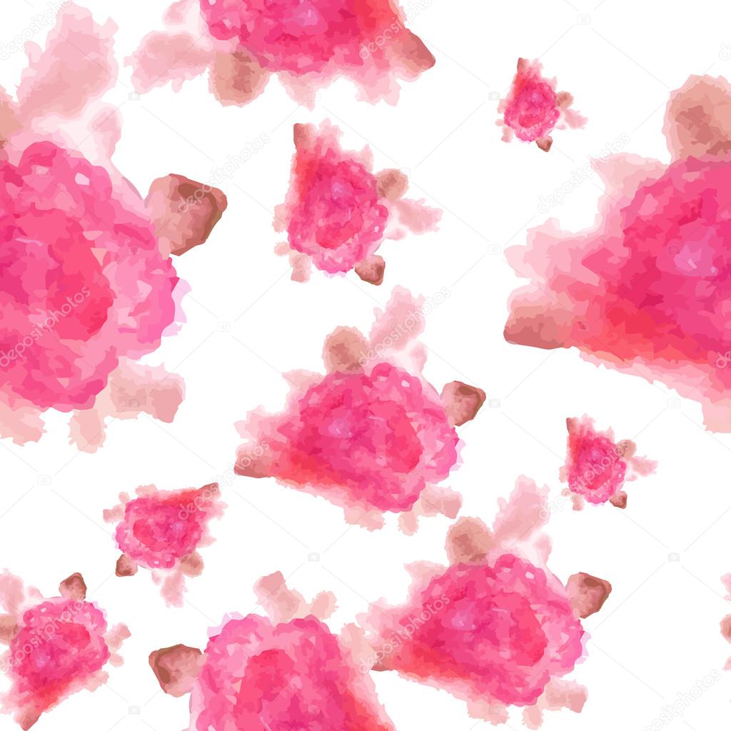 Watercolor rose flower hand painted seamless pattern background