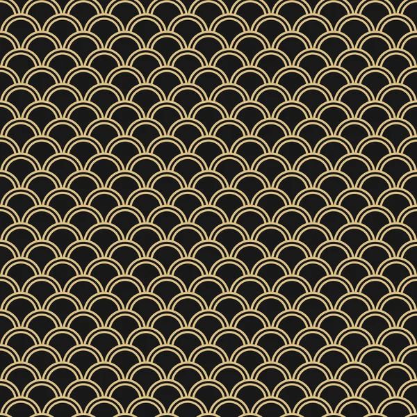 Patrón vectorial sin costura japonés. Fondo de onda oriental tradicional. Negro y oro — Vector de stock