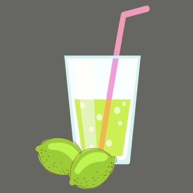 Fresh cold lemonade. Glass of citrus juice. Lime soda cocktail